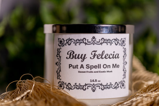 Put A Spell On Me - 14 oz. Pure White Soy Blend Wax Candle - w/ Lid